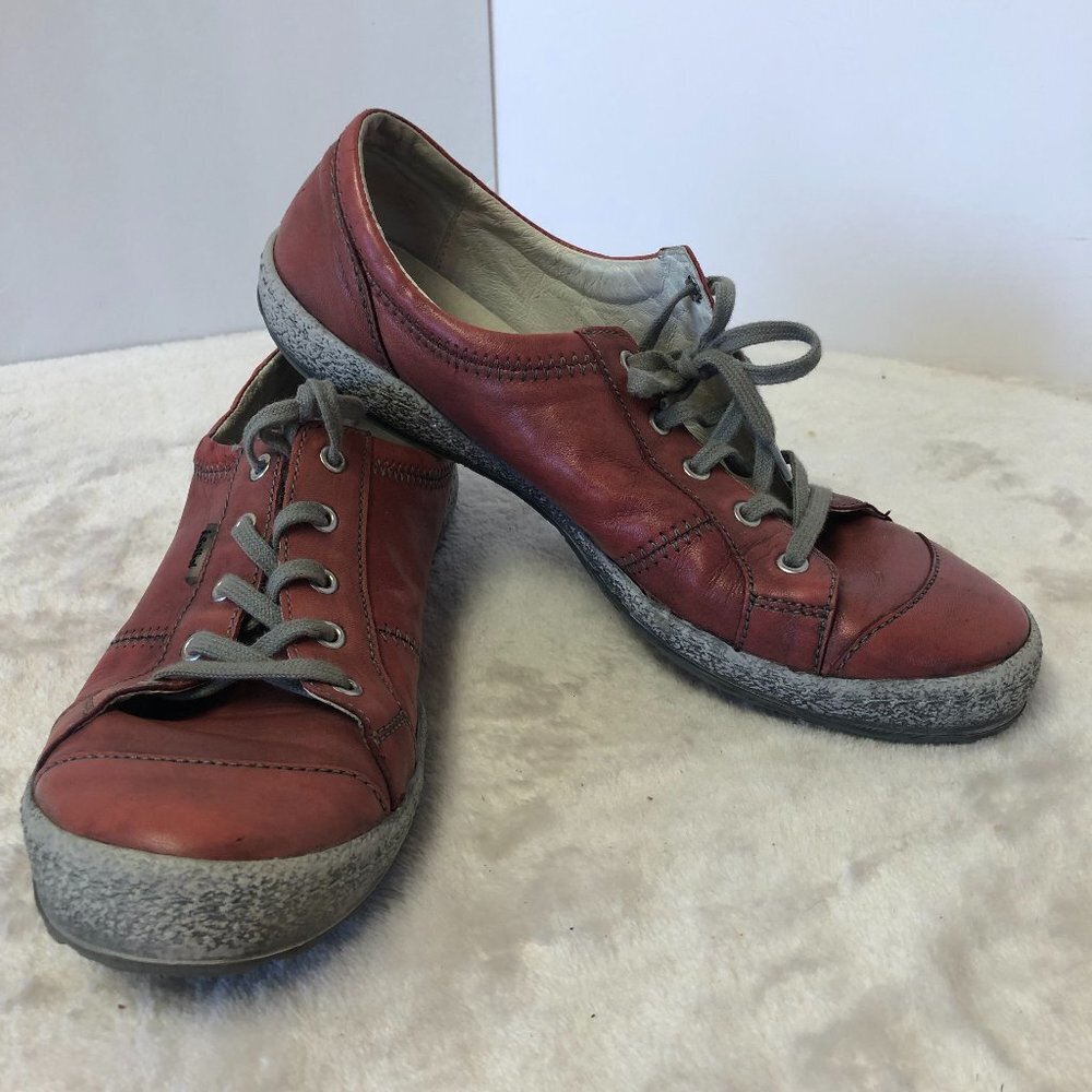 Josef Seibel Red Leather Lace Up Walking Shoes/Sneakers Size 41 (10.5)